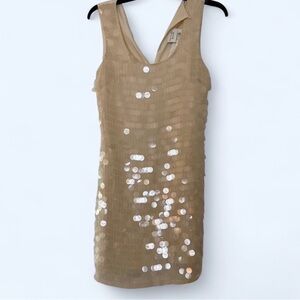 Cream/Ivory Sequin Sleeveless Shift Dress